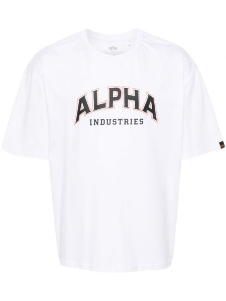 Kokvilnas t-krekls ar apdruku Alpha Industries balts