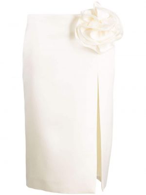 Jedwabna spódnica ołówkowa w kwiatki Magda Butrym biała