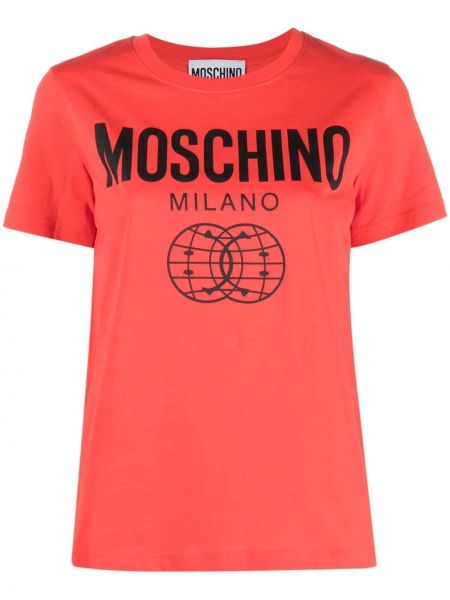 Тениска с принт Moschino червено