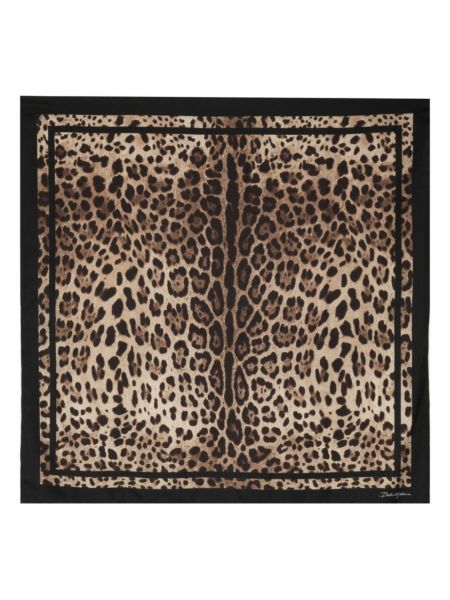 Leopardí hedvábný šál s potiskem Dolce & Gabbana hnědý