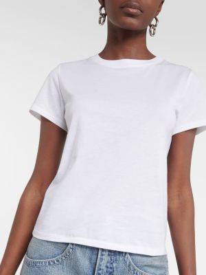 Памучна прилепнала тениска от джърси Frame бяло