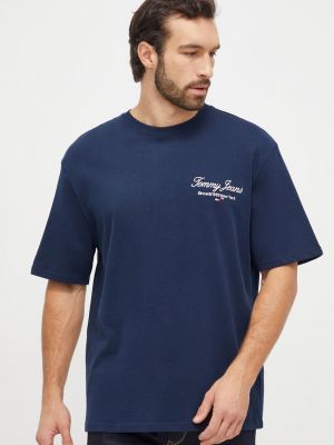 Памучна тениска с дълъг ръкав с апликация Tommy Jeans