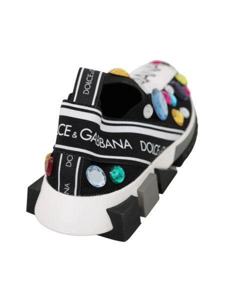 Sneakersy z kryształkami sportowe Dolce And Gabbana białe