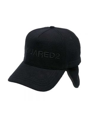 Haftowana czapka z daszkiem polarowa Dsquared2 czarna