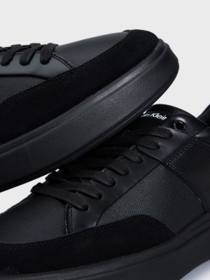 Мереживні шкіряні кросівки на шнурівці Calvin Klein чорні