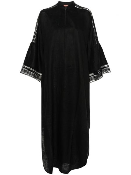 Λινή μίντι φόρεμα Ermanno Scervino μαύρο