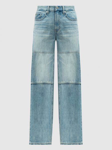 Прямые джинсы с потертостями Helmut Lang голубые