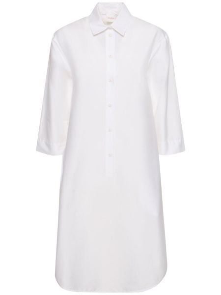 Βαμβακερή μίντι φόρεμα Max Mara λευκό