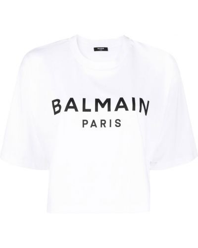 T-shirt con scollo tondo Balmain bianco