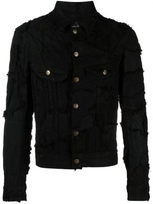 Džínová bunda s oděrkami Greg Lauren černá