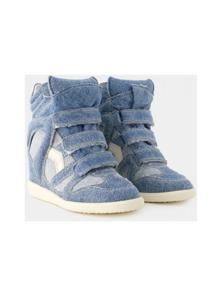 Sneakersy bawełniane Isabel Marant niebieskie