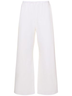 Pantaloni din bumbac cu croială lejeră Interior alb