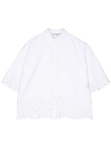 Βαμβακερό πουκάμισο με κέντημα Dice Kayek λευκό