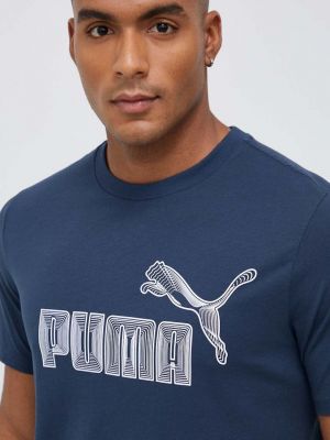 Puma pamut póló sötétkék, nyomott mintás