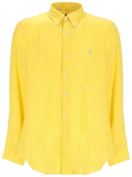 Lanena polo majica Polo Ralph Lauren žuta