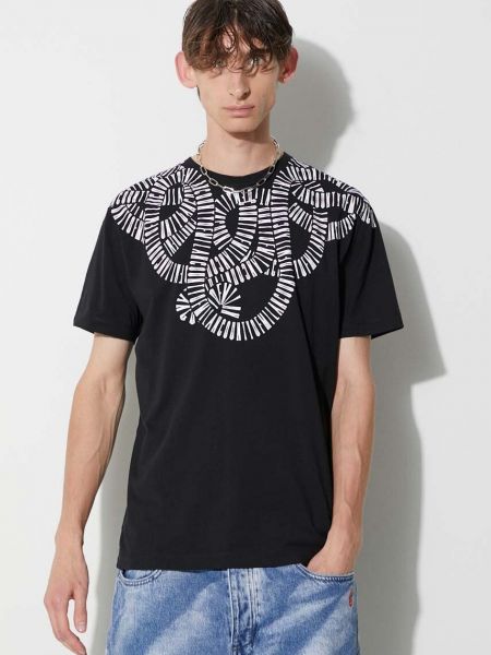 Bavlněné tričko s hadím vzorem Marcelo Burlon černé