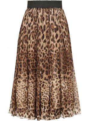 Falda con estampado leopardo Dolce & Gabbana marrón