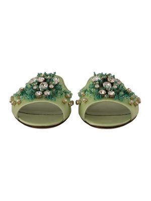 Sandalias de cuero de cristal Dolce & Gabbana verde
