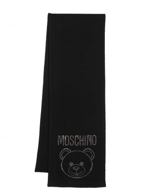 Vlnený šál s potlačou Moschino čierna