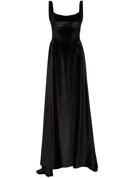 Žametna večerna obleka iz rebrastega žameta Atu Body Couture črna