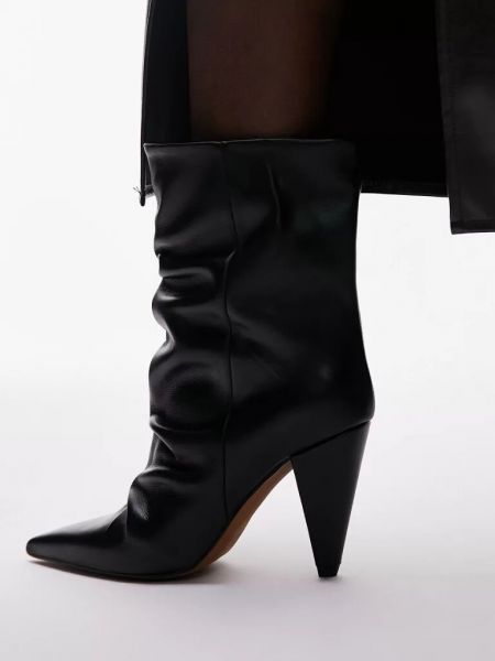 Кожаные ботинки с острым носком Topshop черные