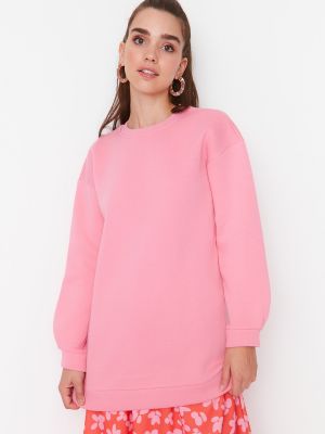 Πλεκτός φούτερ με λαιμόκοψη Trendyol ροζ