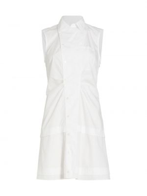 Белое атласное платье-рубашка без рукавов Derek Lam 10 Crosby