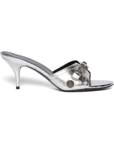 Kožne sandale Balenciaga srebrena