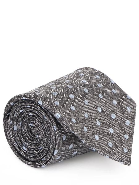 Шелковый галстук в горошек Canali серый