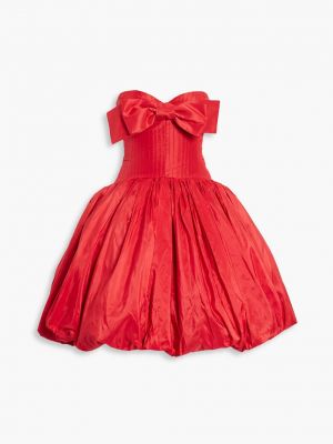 Стеганое платье мини с бантом Oscar De La Renta красное