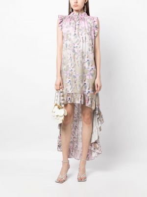 Květinové šaty s vysokým pasem s potiskem Cynthia Rowley růžové