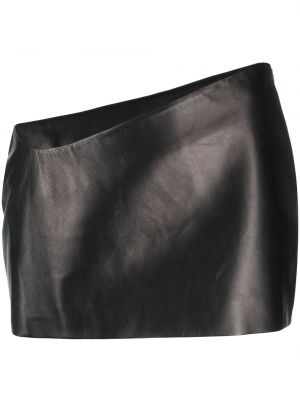 Asymetrické kožená sukně Mônot černé