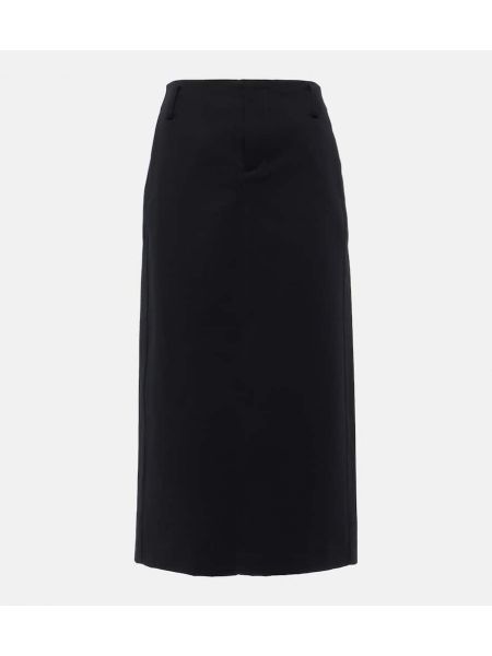 Pamučni suknja s prorezom niski struk Vince crna