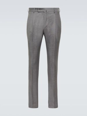 Vlněné rovné kalhoty Incotex šedé