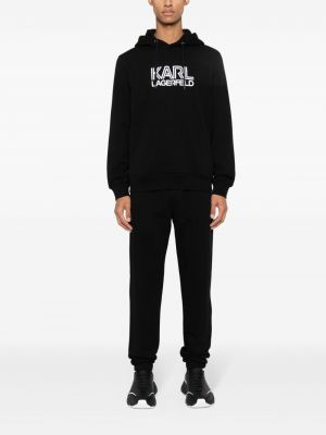 Hoodie en coton à imprimé Karl Lagerfeld noir