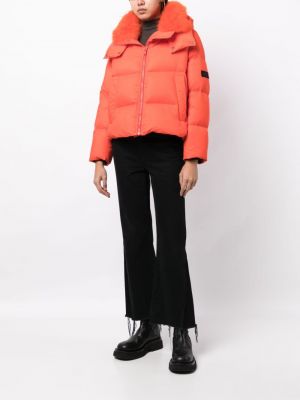 Péřový oversized kabát na zip Yves Salomon oranžový