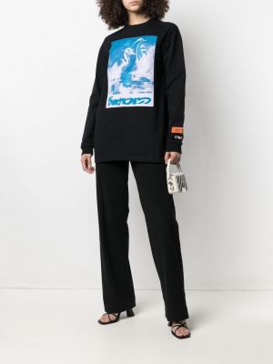Camiseta de manga larga manga larga Heron Preston negro