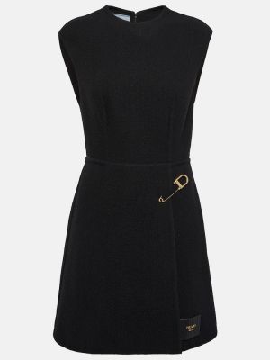 Mini robe en laine à imprimé Prada noir