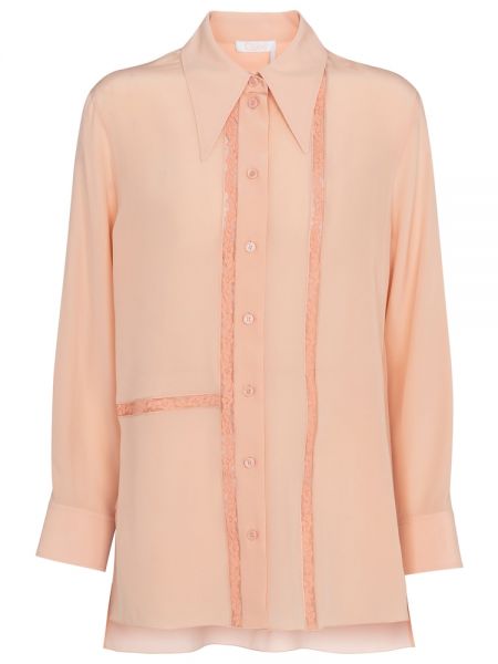 Кружевная шелковая блузка на шнуровке Chloã©, розовый