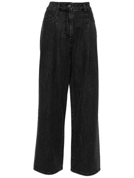 Voľné džínsy s vysokým pásom Studio Tomboy čierna
