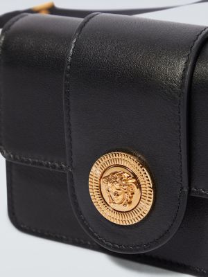 Kožená crossbody kabelka Versace čierna