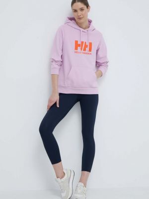 Pamučna hoodie s kapuljačom Helly Hansen ružičasta