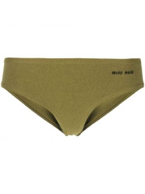 Kašmírové kalhotky Miu Miu zelené