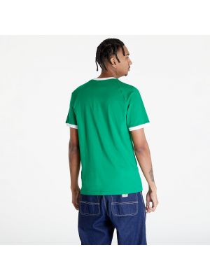 Bavlněné pruhované tričko Adidas Originals zelené