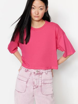 Voľné priliehavé tričko Trendyol ružová