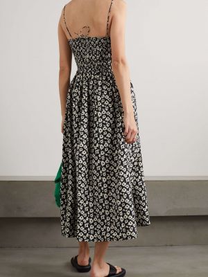 APIECE APART + NET SUSTAIN Платье миди Porta из присборенного хлопка с цветочным принтом черный