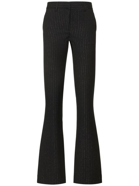 Pantaloni de lână cu dungi Alessandra Rich negru