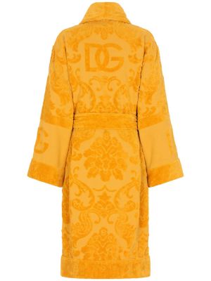 Жакардов памучен халат Dolce & Gabbana жълто