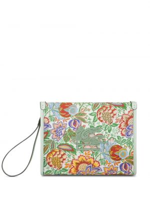 Žakárová kvetinová peňaženka Etro zelená