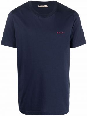 Памучна тениска с принт Marni синьо